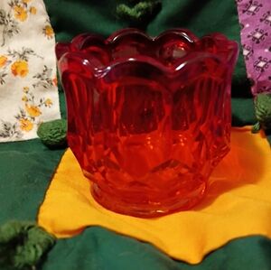 Red Glass Candle Holder